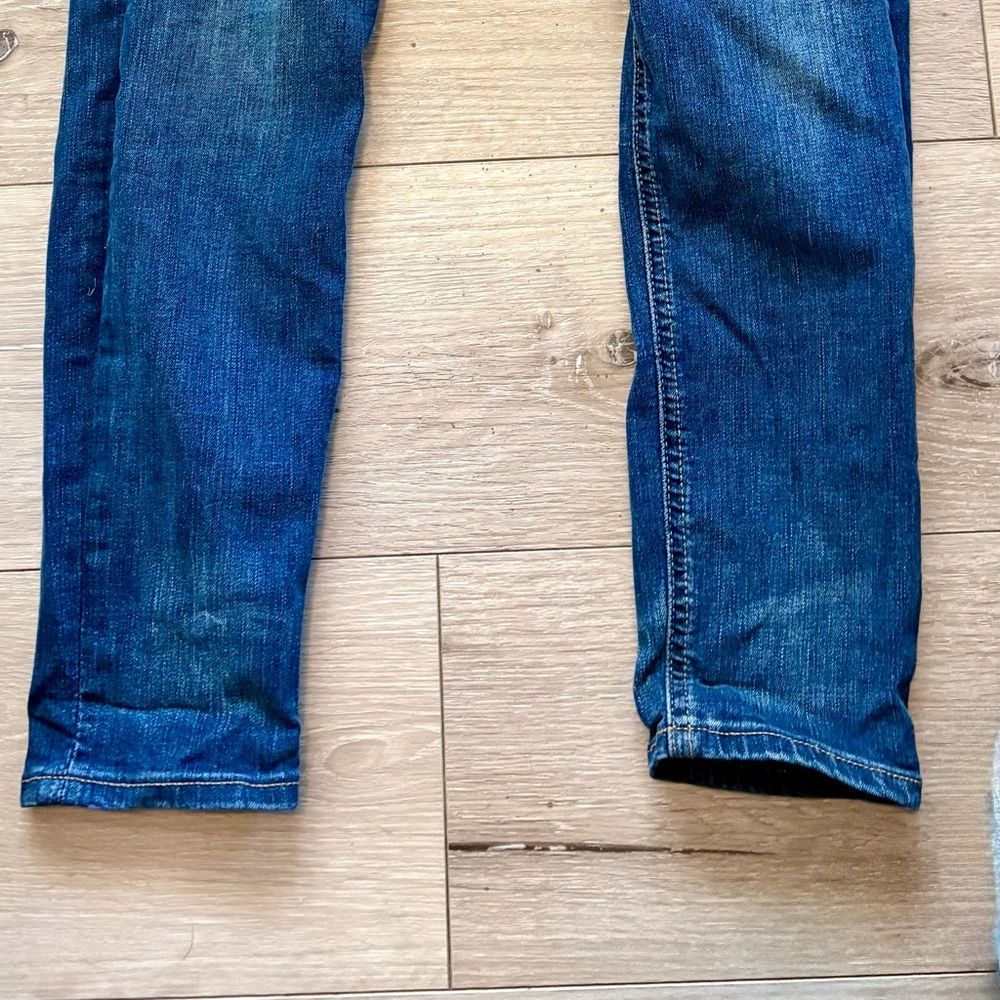 Express Dark Blue High Rise Button Jeans - Picture 3 of 7